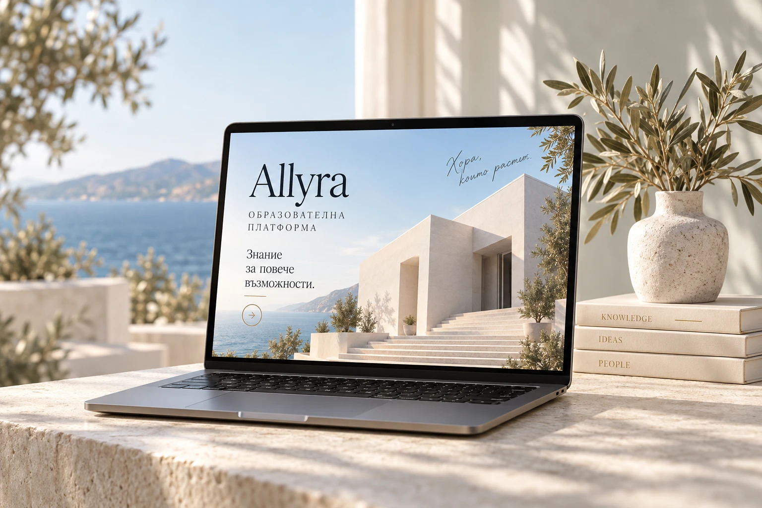 Allyra — образователна платформа на лаптоп